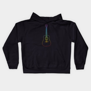 Dreadnought Style Acoustic Guitar Colorful Outline Kids Hoodie